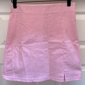 Topshop mini skirt gingham pink white women’s 4 Barbie
